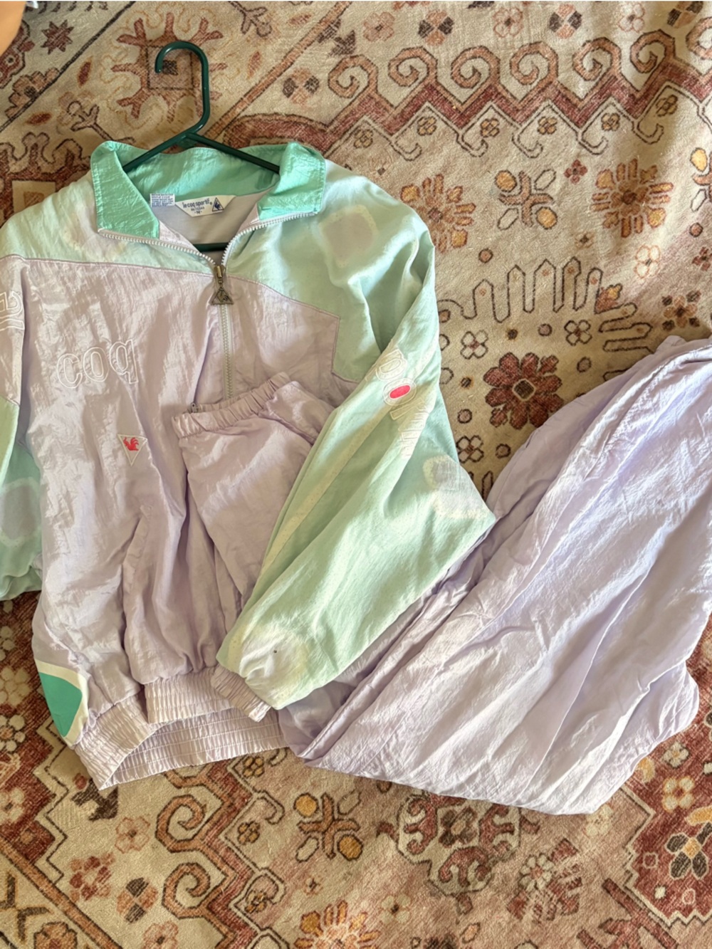 Le Coq Sportif Mint & Lavender Colorblock Windbreaker